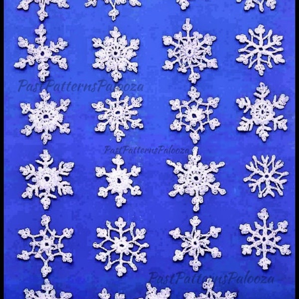 Vintage Crochet Pattern Small Mini Miniature Lace Snowflakes Motifs 24 Designs PDF Instant Digital Download Ornaments Appliques 1-2 Inch