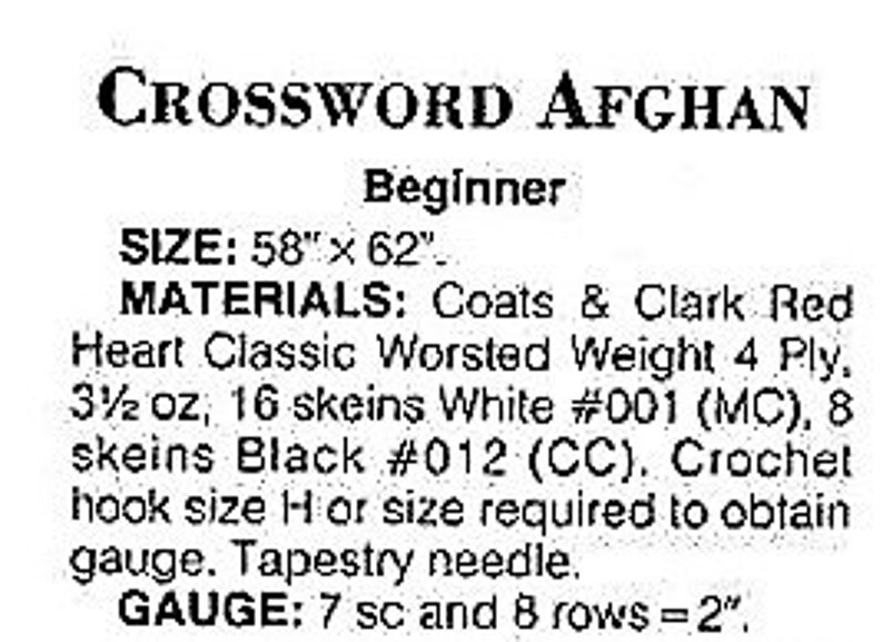 Vintage Crochet Pattern Crossword Puzzle Afghan PDF Instant Digital Download Fun Puzzle Lovers Throw Blanket Square Motifs Easy Beginners image 2