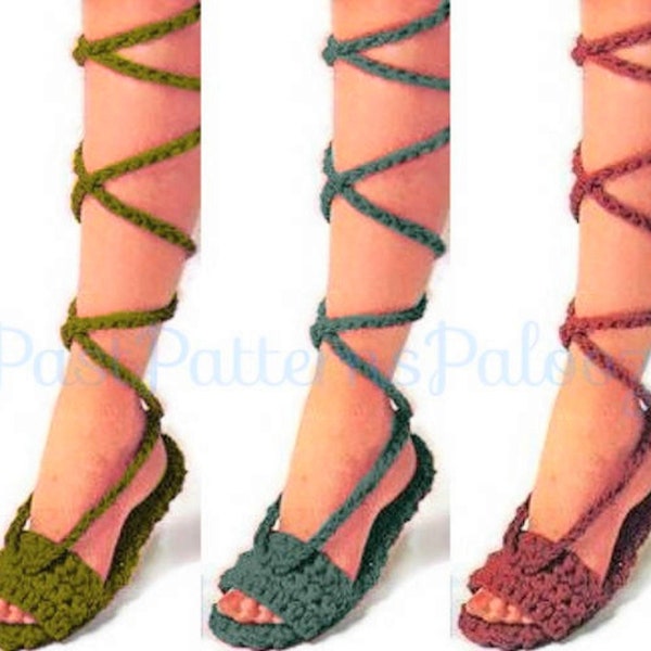 Vintage Crochet Pattern Womens Lace Up Shoes Sandals PDF Instant Digital Download Strappy Open Toe Boho Gladiator Calf Straps