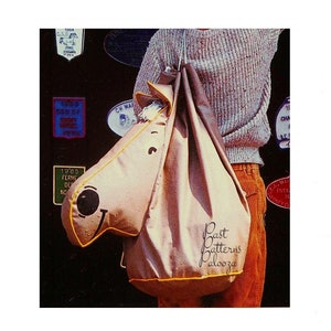 Vintage Sewing Pattern Pony Horse Tote Bag Waterproof Stable Bag Cinched Carry-All PDF Instant Digital Download