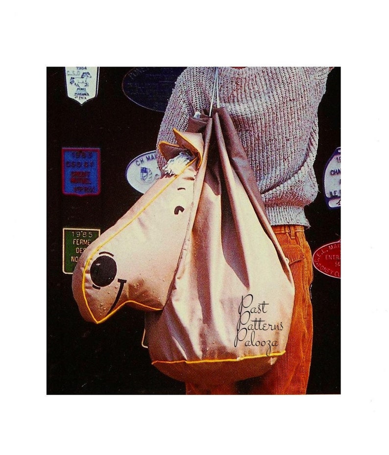 Vintage Sewing Pattern Pony Horse Tote Bag Waterproof Stable Bag Cinched Carry-All PDF Instant Digital Download image 1