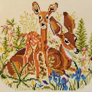 Vintage Cross Stitch Pattern Woodland Deer Family Stag Buck Doe Fawn PDF Instant Digital Download Embroidery Needlepoint Forest Animals 1942 image 2