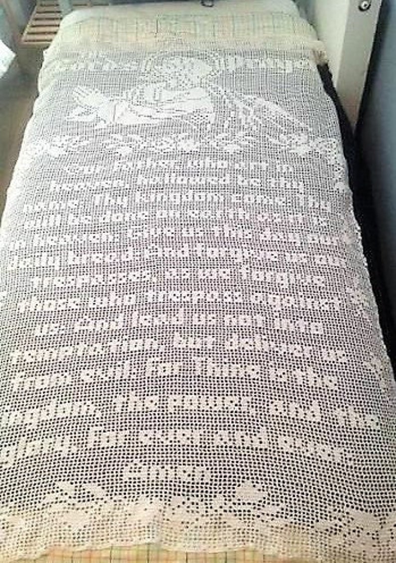 Vintage Filet Crochet Pattern the Lords Prayer Panel or Wall Hanging ...