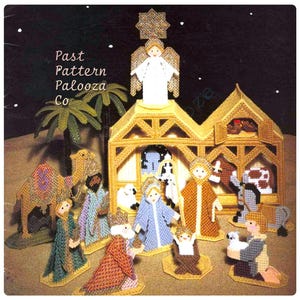 Vintage Plastic Canvas Patterns Christmas Nativity Set PDF Instant Digital Download Holiday Display 7 Mesh Full Color Charts