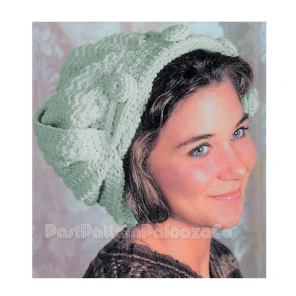 Vintage Crochet Pattern Womens Wraparound Turban Hat PDF Instant Digital Download Retro Boho Victorian Chic 10 Ply
