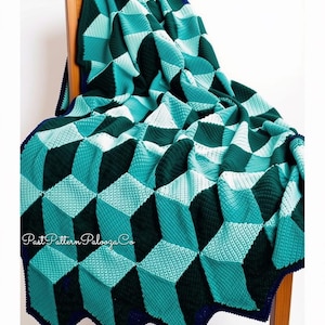 Vintage Crochet Afghan Pattern Diamond Building Blocks PDF Instant Digital Download Geometric Throw Blanket 10 Ply