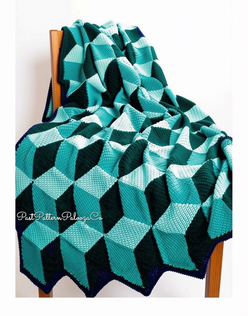 Vintage Crochet Afghan Pattern Diamond Building Blocks PDF Instant ...