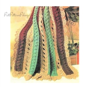 Vintage Crochet Pattern Lace Autumn Elegance PDF Instant Digital Download Beautiful Lacy Cable Paneled Blanket 53x71 10 Ply