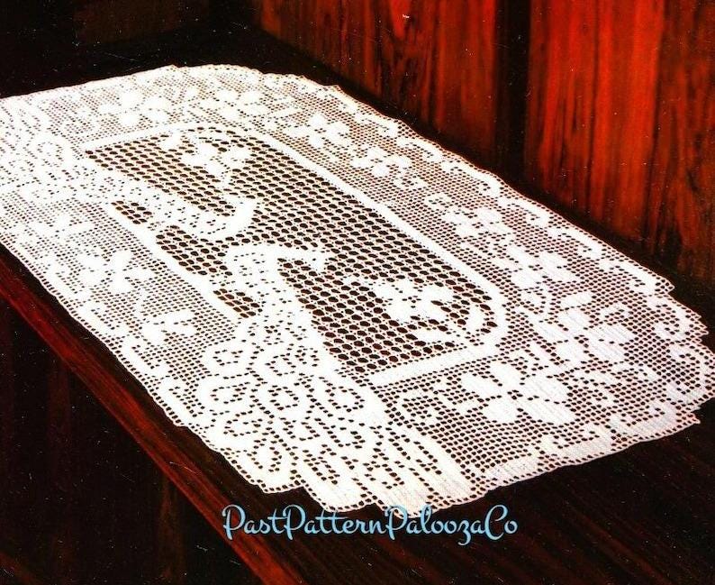 Vintage Filet Crochet Pattern 32" Majestic Peacock Birds