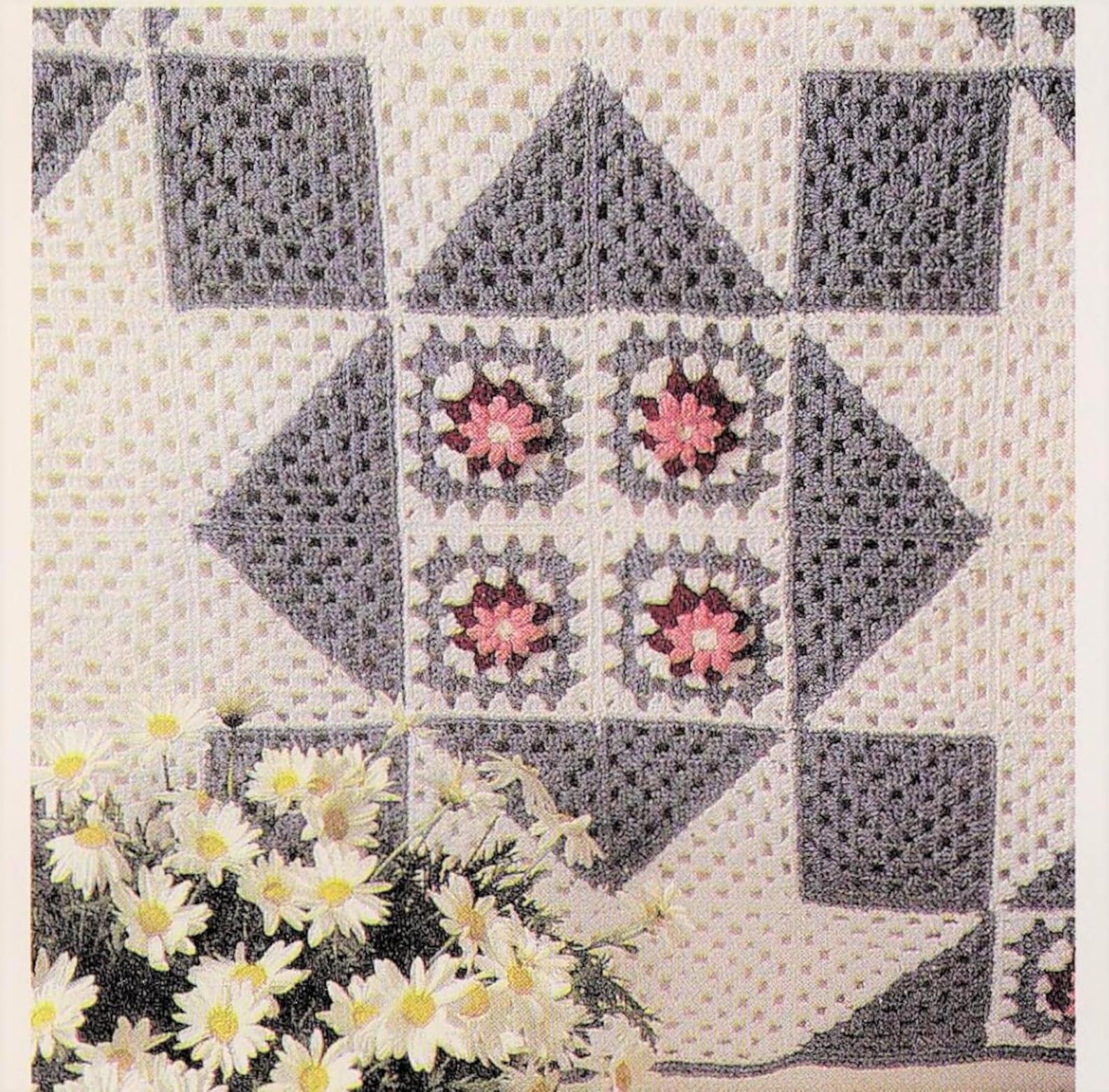 Vintage Crochet Pattern Texas Star Quilt and Rose Granny Etsy Canada