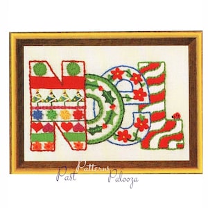 Vintage Crewel Embroidery Christmas Pattern NOEL PDF Instant Download Mini Stitchery Holiday Motif Sampler 5x7