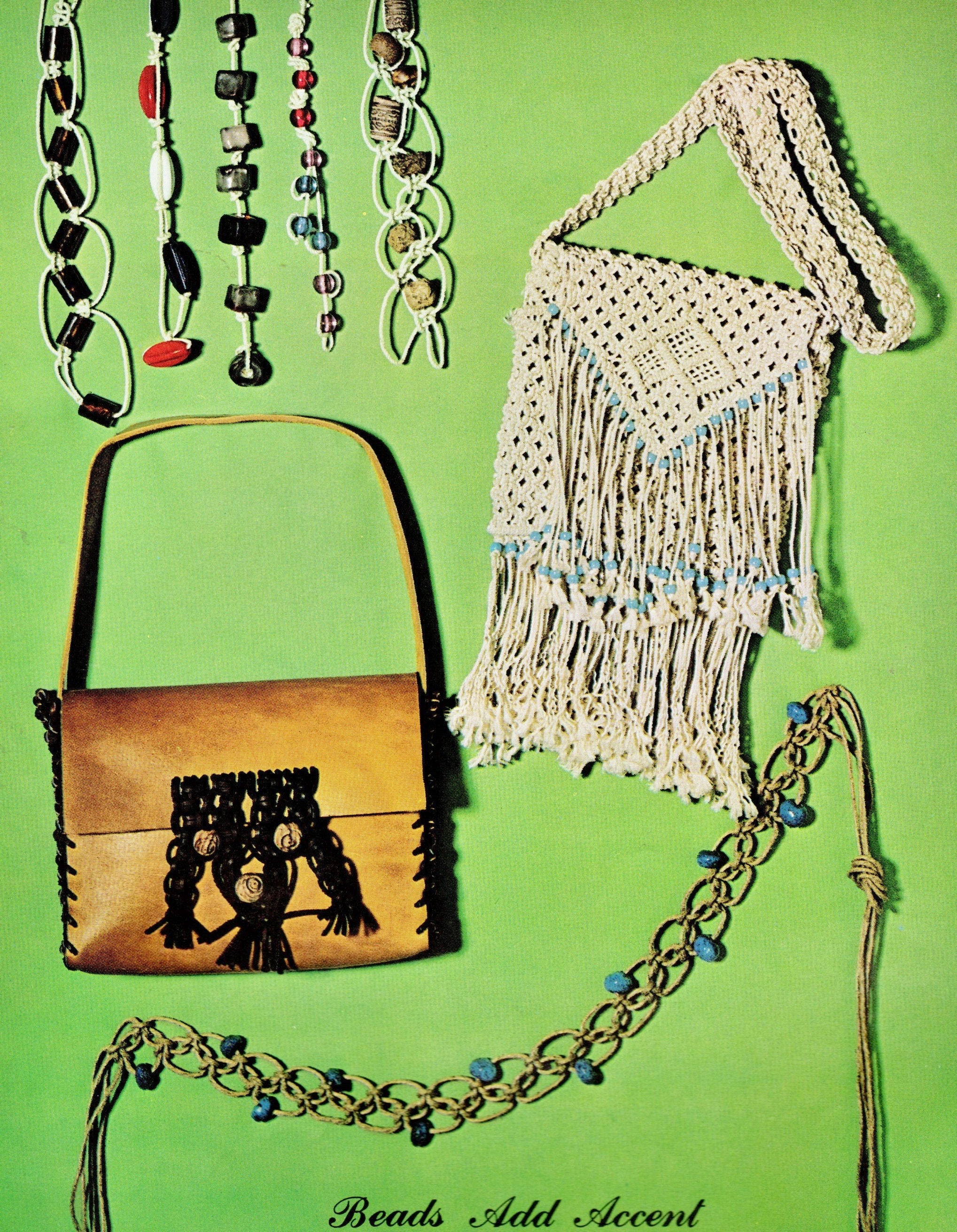 Livre De Patrons Macramé Vintage 1971 – 12 Modèles Ceintures Et Sacs à Main, Référence Artisanat