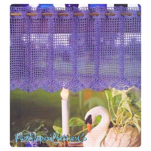 Vintage Thread Crochet Pattern Lace Window Valance Panel Curtain PDF Instant Digital Download Shell Stitch Fans