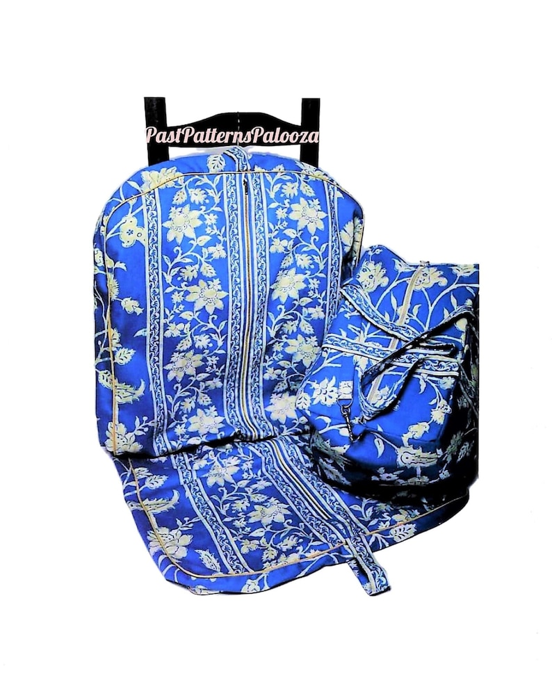 Vintage Travel Ensemble Sewing Pattern Hanging Garment Bag Tote Duffle Bag Cosmetic Case PDF Instant Digital Download Fabric Travel Trio afbeelding 1