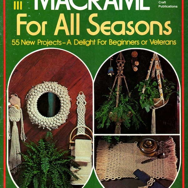 Vintage Macrame For All Seasons Vol III Pattern Book PDF Instant Digital Download 55 Retro Projects 70s Boho Hangings Pot Holders Belts