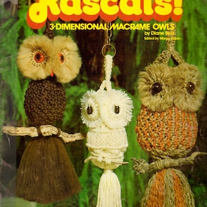 Vintage ALL Owls Rascals 3D Macrame Owls Patterns Book PDF Instant Digital Download 13 Projects Retro Owls Owls Owls!! For Home and Patio