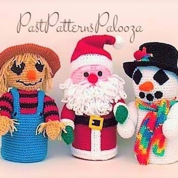 Vintage Crochet Pattern Christmas Bathroom Tissue Roll Covers Santa Snowman Scarecrow PDF Instant Digital Download Toilet Paper Holders