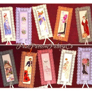 Vintage Cross Stitch Patterns Victorian Bookmarks PDF Instant Digital Download 12 Pretty Embroidered Book Marks Lace Ribbons Beading