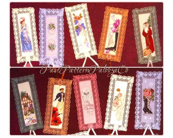 Vintage Cross Stitch Patterns Victorian Bookmarks PDF Instant Digital Download 12 Pretty Embroidered Book Marks Lace Ribbons Beading