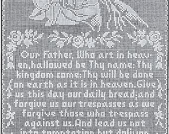 Vintage Filet Crochet Pattern The Lords Prayer Panel or Wall Hanging PDF Instant Digital Download Our Father Prayer Two Versions