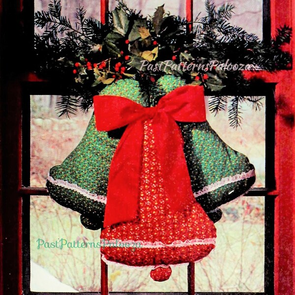 Vintage Sewing Pattern 18" Calico Christmas Bells Window Wall Door Hanging Plush Fabric  PDF Instant Digital Download Quick Easy Sew