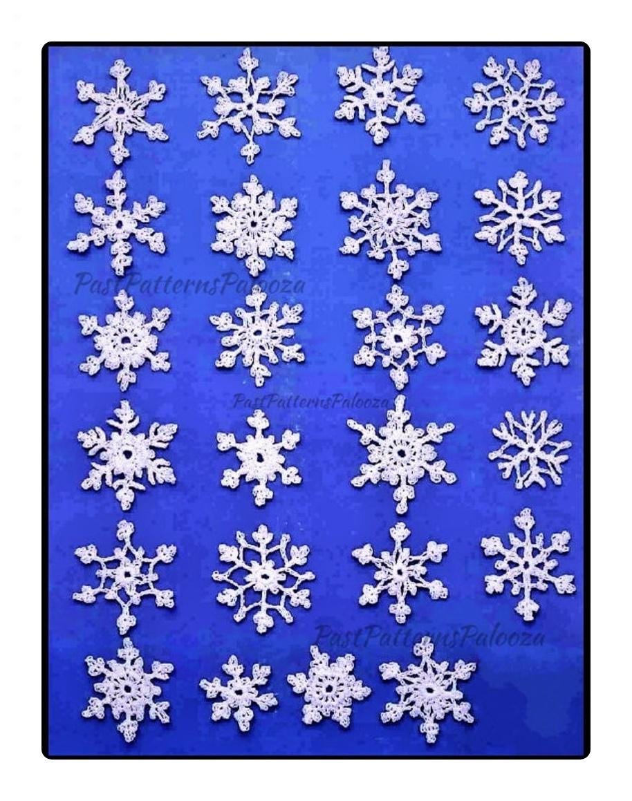 Vintage Mini Lace Snowflakes Motifs, 24 Designs