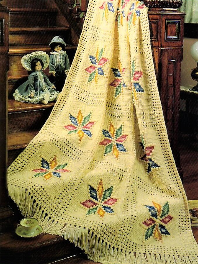 Vintage Crochet Pattern Antique Patchwork Stars Afghan