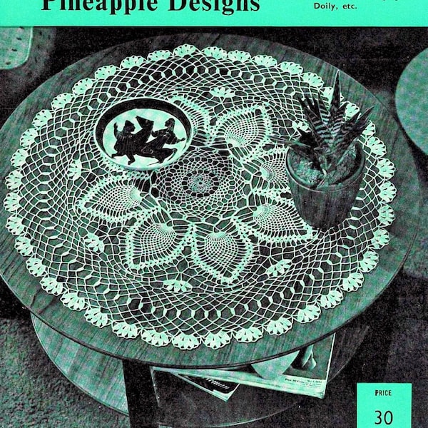 10 Vintage Thread Crochet Patterns All Pineapple Lace Motif Designs Luncheon Set Tablecloth Doily Towel Edging PDF Instant Digital Download