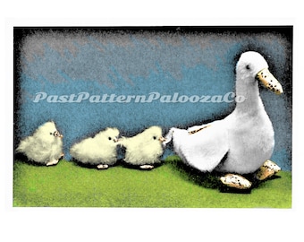 Vintage Sewing Pattern 15" Mother Duck and 4" Baby Duckings Soft Sculpture Plush Toys PDF Instant Digital Download Realistic Faux Fur Fabric