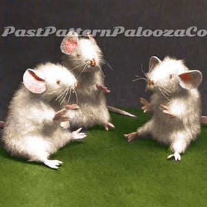Vintage Sewing Pattern 4&quot; Realistic Little Mouse Faux Fur Fabric Soft Sculpture Plush Toy PDF Instant Digital Download Stuffed Furry Mice