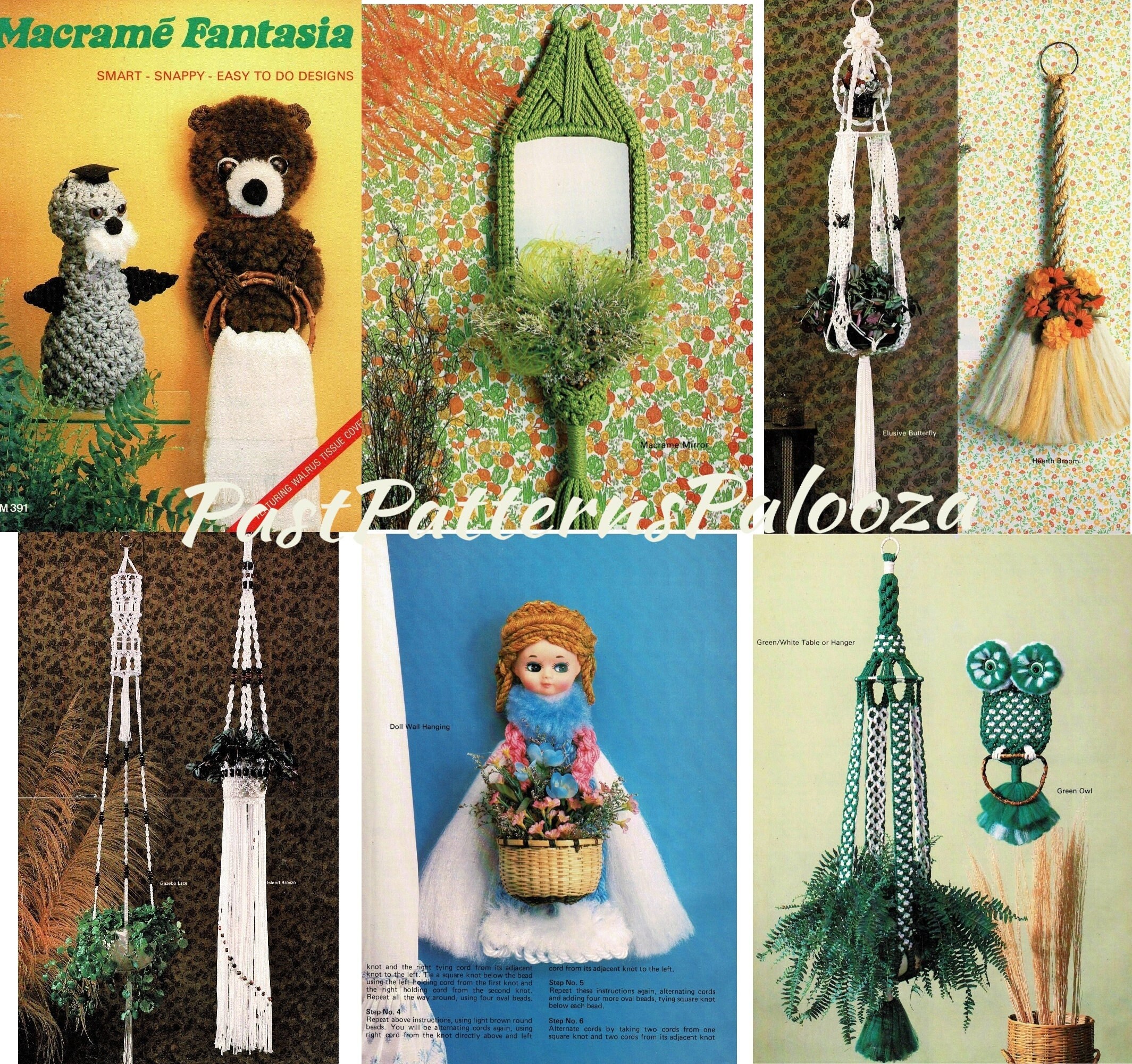 Vintage Macrame Fantasia Patterns Book PDF Instant Digital Download 10  Knotting Projects Boho Chic Decor Gifts 