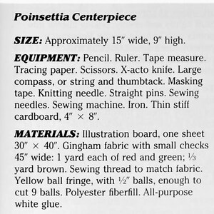 Vintage Sewing Pattern 15" Gingham Christmas Poinsettia Flower Basket Quilted Centerpiece PDF Instant Digital Download Holiday Table Decor image 3