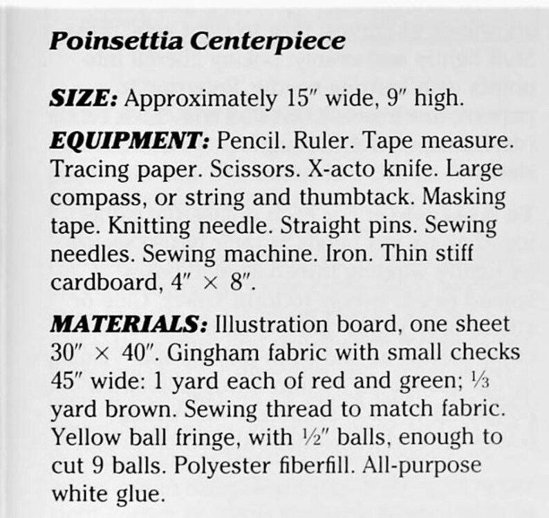 Vintage Sewing Pattern 15" Gingham Christmas Poinsettia Flower Basket Quilted Centerpiece PDF Instant Digital Download Holiday Table Decor image 3