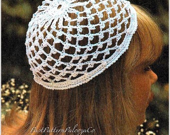 Vintage Crochet Pattern Womens Beaded Juliet Cap Net Style Hat PDF Instant Digital Download Glass Beads Cotton Thread