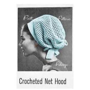 Vintage Crochet Pattern Womens Net Hood Head Scarf Snood Retro Hair Holder Drawstring Tie PDF Instant Digital Download Cotton Thread No. 10