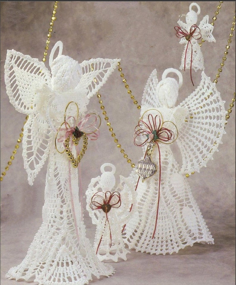 Vintage Crochet Patterns Cotton Thread Lace Christmas Angel Ornaments Centerpieces Tree Toppers PDF Instant Digital Download 7 Designs imagen 7