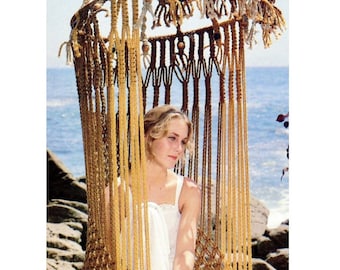 Vintage Macrame Pattern Six Foot Outdoor Swing Hanging Swinging Chair With Canopy PDF Instant Digital Download Retro Beachy Hippie Chic