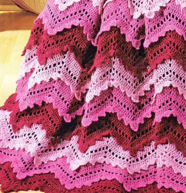 Vintage Crochet Pattern Ripple Afghan Pattern PDF Instant Etsy