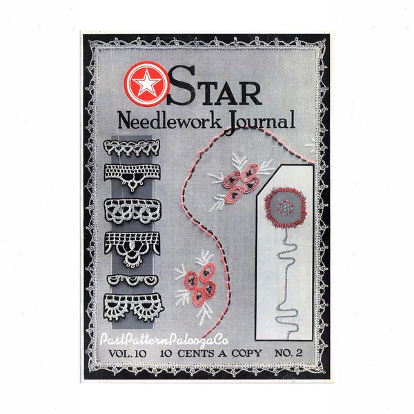 Antique Star Needlework Journal Vol. 10 No. 2 1925 Filet Crochet Lace Embroidery Cross Stitch PDF Instant Digital Download Book eBook