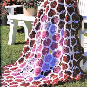 Vintage Crochet Pattern Interlocking Hearts Afghan PDF Instant Digital Download Linked Valentines Hearts Throw Blanket 54x60 Chunky 12 Ply