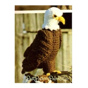 Vintage Crochet Pattern 15&quot; Bald Eagle Bird Soft Toy Doll PDF Instant Digital Download Plush Amigurumi Stuffed American Eagle 4 Ply