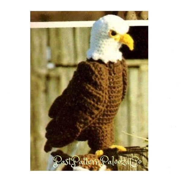 Vintage Crochet Pattern 15" Bald Eagle Bird Soft Toy Doll PDF Instant Digital Download Plush Amigurumi Stuffed American Eagle 4 Ply