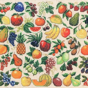 Vintage Cross Stitch Patterns Mini Fruit Motifs PDF Instant Digital Download Embroidery 40 Miniature Healthy Food Designs A1