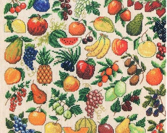 Vintage Cross Stitch Patterns Mini Fruit Motifs PDF Instant Digital Download Embroidery 40 Miniature Healthy Food Designs A1