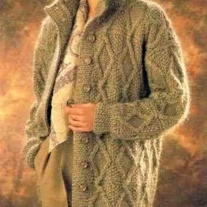 Vintage Knitting Pattern Womens Chunky Diamond Cabled Cardigan Sweater PDF Instant Digital Download 12 Ply