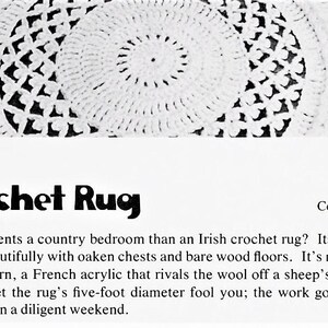 Vintage Crochet Pattern 5' Round Irish Crochet Area Rug PDF Instant Digital Download Pretty Mesh Lace & Braided Fringed Rug image 4