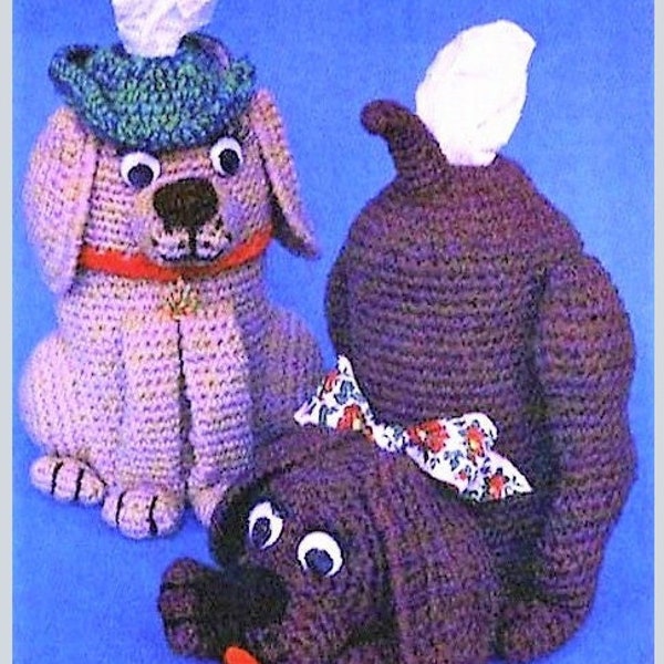 Vintage Crochet Pattern Puppy Dog Pooping Bathroom Tissue Roll Cover Holder PDF Instant Digital Download Toilet Tissue Amigurumi 4-Ply