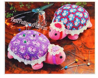 Vintage Sewing Pattern 3" Tiny Turtle Pin Cushions PDF Instant Digital Download Retro Tortoise Pincushions or Small Soft Toys