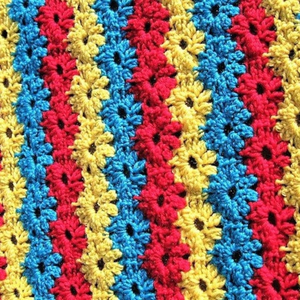 Vintage Crochet Pattern Daisy Chains Afghan Pattern PDF Instant Digital Download Daisy Interlocking Daisies Flower Blanket 10 Ply 41x50