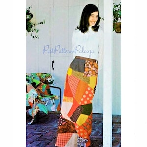 Vintage Sewing Pattern Womens Patchwork Wrap Around Maxi Skirt Quick Easy PDF Instant Digital Download Retro 70s Crazy Patch Boho Hippie